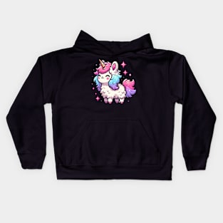 Kawaii rainbow llamacorn unicorn llama Kids Hoodie